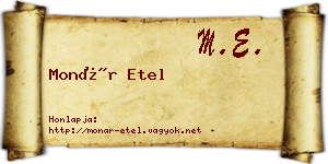 Monár Etel névjegykártya